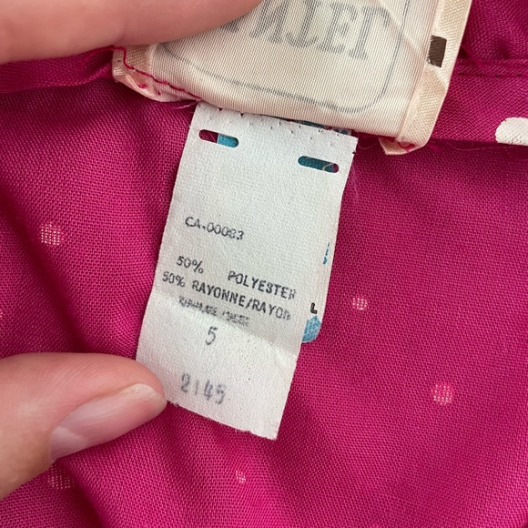Vintage 70’s Pink Polka Dot Dress - Picture 6 of 7